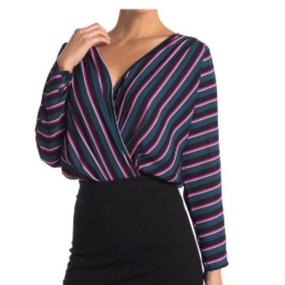 ASTR Striped Long Sleeve Bodysuit XS - Picture 2 of 9